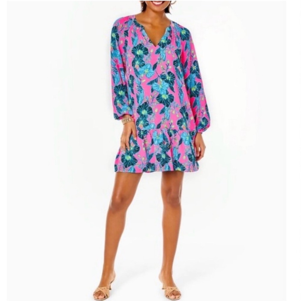 Lilly Pulitzer Pink Floral Lucee Dress - M - Picture 2 of 7